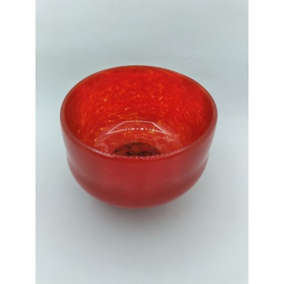 Vtg. lava red speckled art glass handblown footed votive vase signed O'dell 96 - Picture 13 of 15